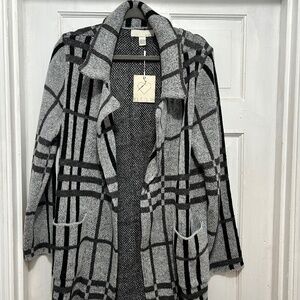 By Design Womens Coatigan Black, Grey - Size Large - Long Cardigan